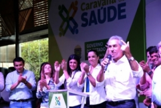 Governador Reinaldo Azambuja durante lançamento da Caravana da Saúde. (Foto: Chico Ribeiro)