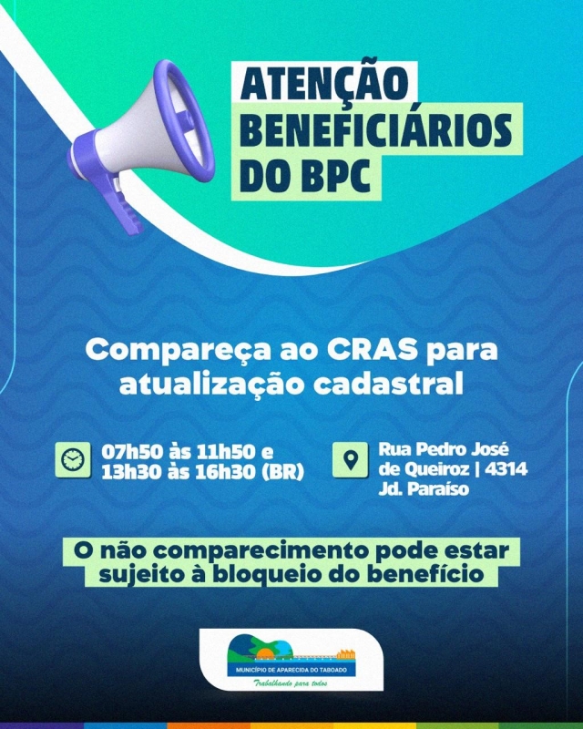 Beneficiários do BPC precisam comparecer ao CRAS para atualização do cadastro